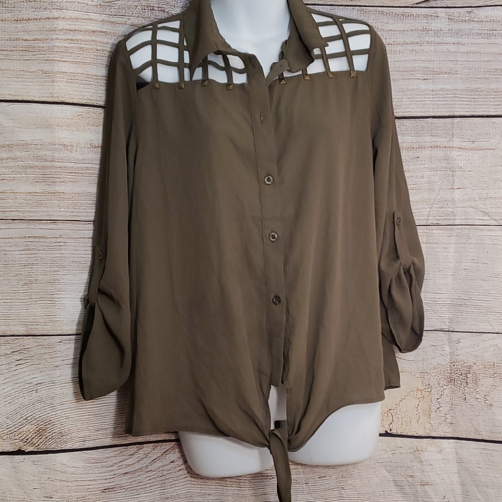 Army green blouse